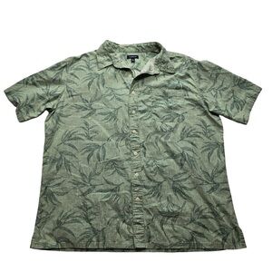 Croft & Barrow Regular Fit Tropical Leaf Print Green Button Up XXL
